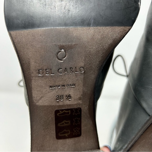 Del Carlo Dark Gray Heeled Oxford Style Round Toe Loafer Size 38.5 (US Size 8.5) - Picture 9 of 12